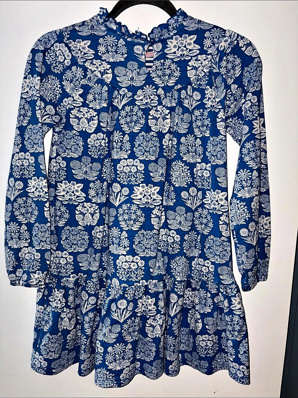 Mini Boden Floral Dress in Blue & White Size 9-10